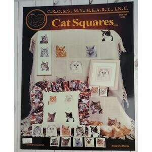 Cross My Heart Cat Squares 12 Cross Stitch Patterns Tuxedo, Siamese Maine Coon